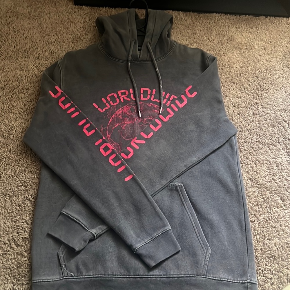 PLT Grey Worldwide Slogan Oversized Hoodie